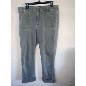 J Jill Jeans High Rise Straight Leg Cuff Green Stretch 14 Lagen